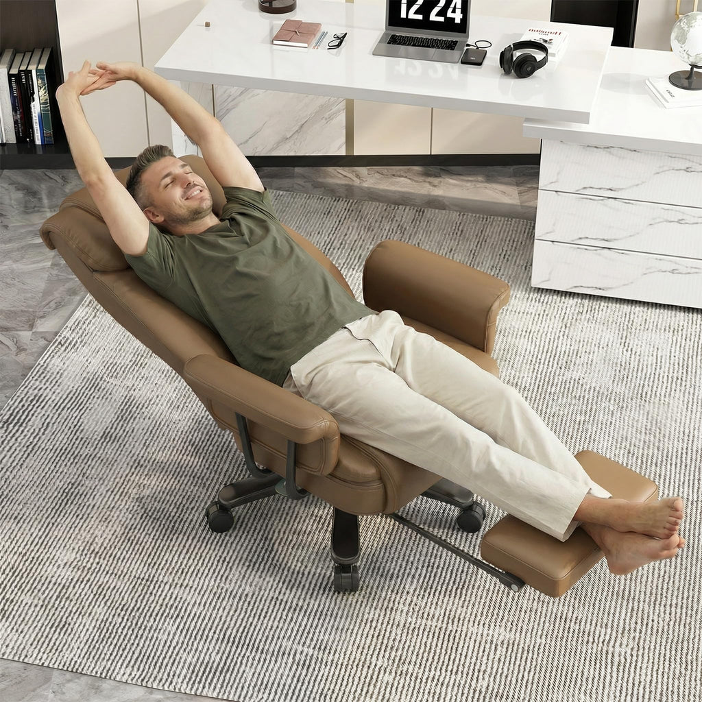 Brown Reclining Office Chair with Footrest A261390