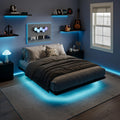 Full Size Floating Bed Frame with LED Lights, Black D209