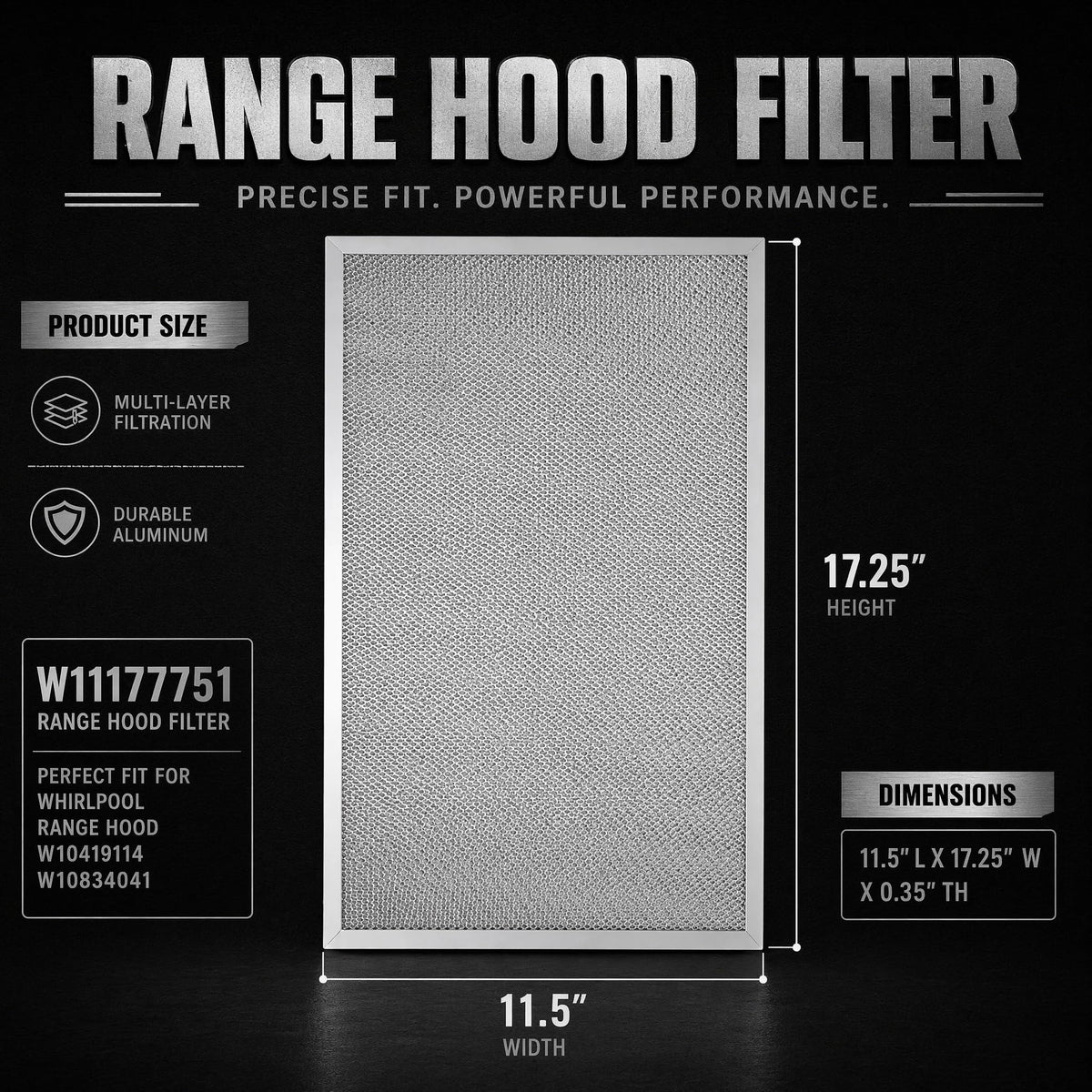 Aluminum Mesh Range Hood Filter 11.5"x17.25" 2 Pack M632177