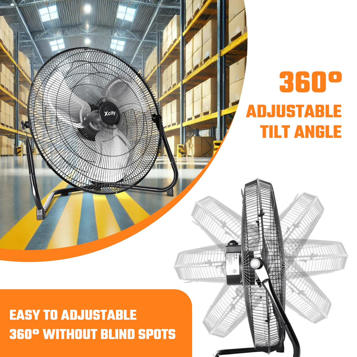 20 Inch Metal Industrial Floor Fan 4650 CFM 3-speed Z994