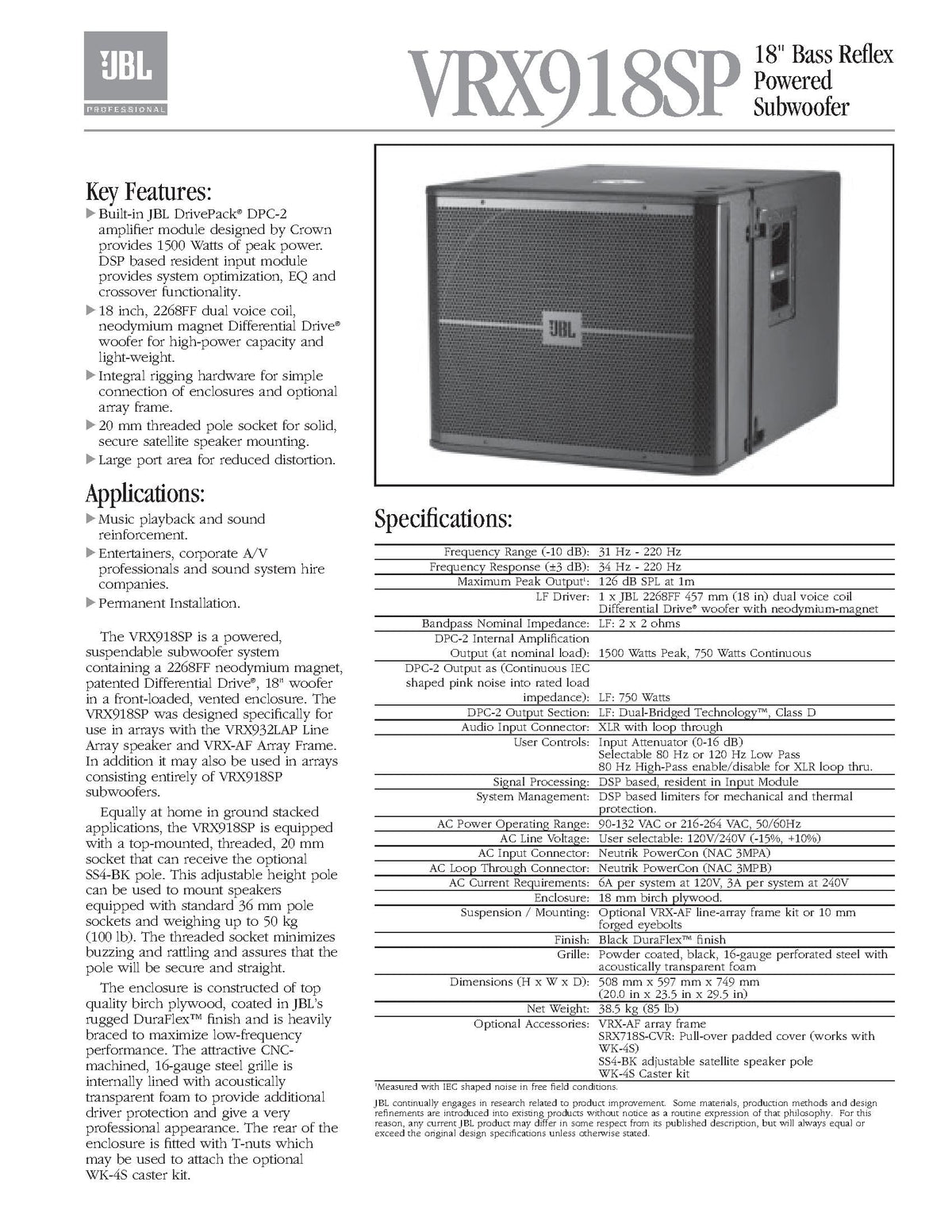 18-Inch Powered Subwoofer N5019