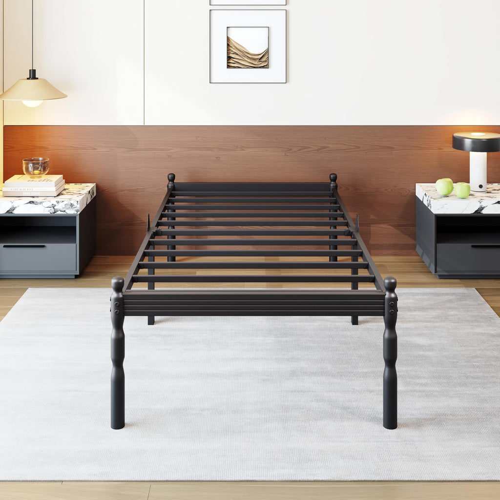 Twin XL Size 18" Black Metal Bed Frame with Storage W599367