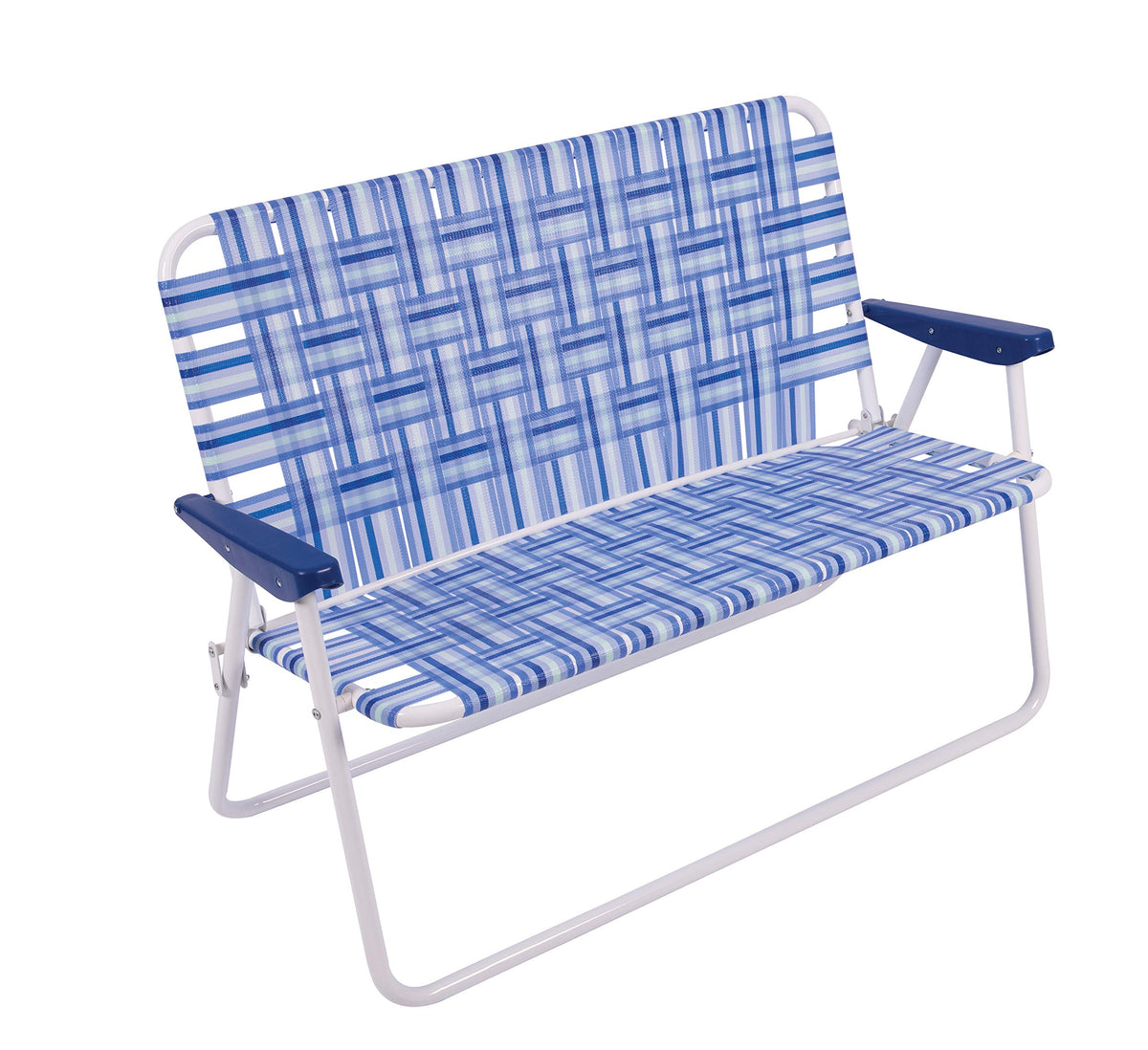 Blue/White Double-Wide Folding Web Lawn Chair G285860