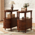 Set of 2 Slim Wood End Table with 2 Drawers & Shelf S640575