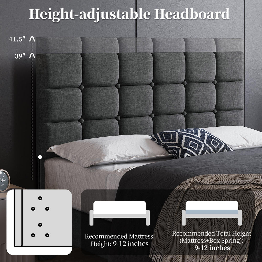 Full Size Upholstered Tufted Bed Frame with Headboard P6962