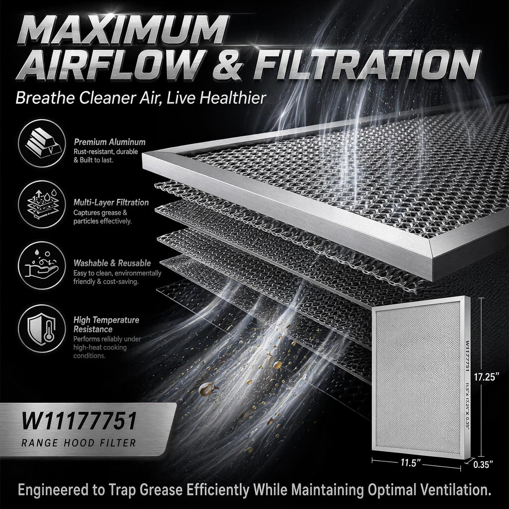 Aluminum Mesh Range Hood Filter 11.5"x17.25" 2 Pack M632177