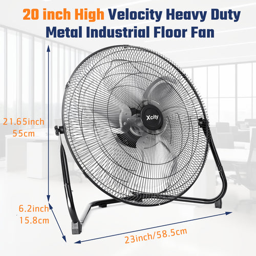 20 Inch Metal Industrial Floor Fan 4650 CFM 3-speed Z994